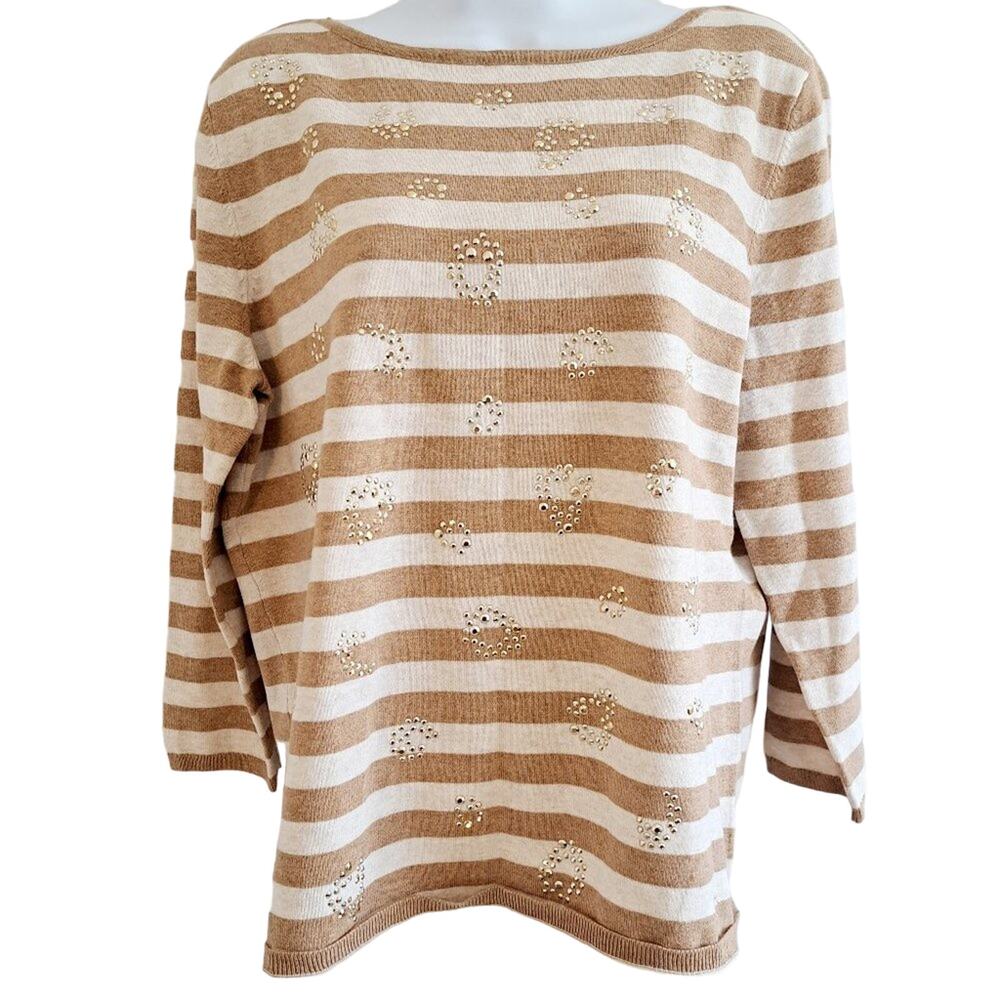 Ruby Rd. Embellished Striped Sweater